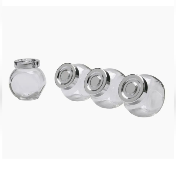 3PKS IKEA RAJTAN 5 oz Clear Glass Spice Herb Jars With Silver Lids - Picture 3 of 7